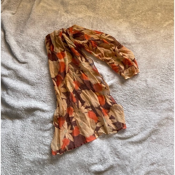 Vintage 70s Sheer Floral Scarf - Picture 1 of 4